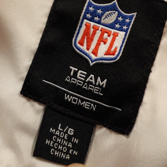 NFL Team Apparel Denver Broncos Quilted Jacket Women’s Large White Orange Warm - Picture 4 of 14